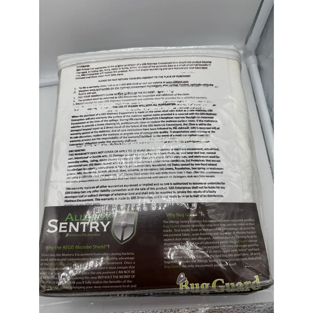 NEW Allergy Sentry Twin Mattress Encasement Bug Guard Waterproof Bed Bug Cover